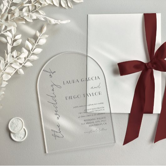 Simple Modern Calligraphy Wedding アクリル招待状