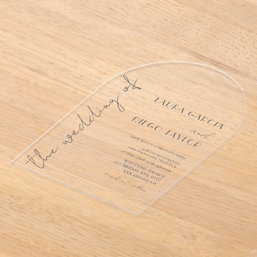 Simple Modern Calligraphy Wedding アクリル招待状 (レイダウン)