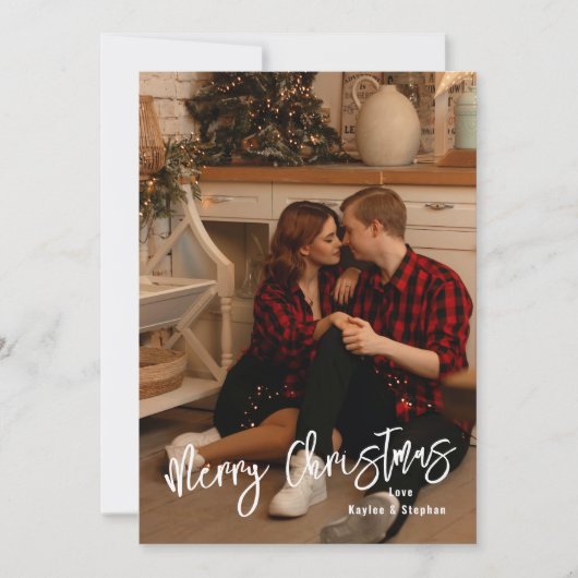 Simple Modern Christmas Card - Personalized Photo カード (正面)