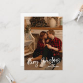Simple Modern Christmas Card - Personalized Photo カード (正面/裏面インサイチュ)