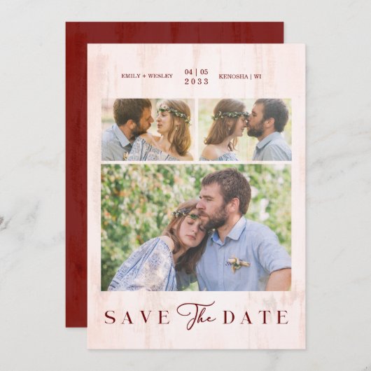 Simple Modern Collage Wedding Couple 3 Photos (正面/裏面)