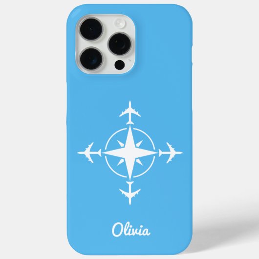 Simple Modern Compass and Airplane Travel Custom Case-Mate iPhoneケース (裏面)