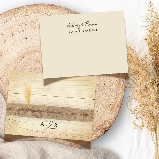 Simple Modern Couple Rustic Pampass Grass Wedding ノートカード