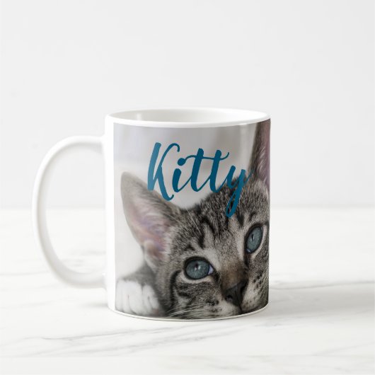 Simple Modern Custom Cat Name and Photo  コーヒーマグカップ (左)