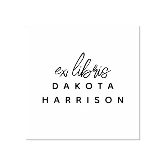 Simple Modern Custom Name Script Ex Libris ラバースタンプ (インプリント)
