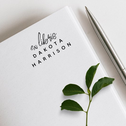 Simple Modern Custom Name Script Ex Libris ラバースタンプ