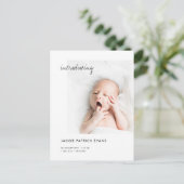 Simple Modern Custom Photo New Baby Birth 案内ポストカード (スタンド正面)