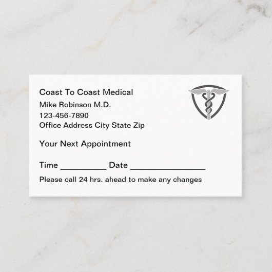 Simple Modern Doctor Office Appointment Card 予約カード (正面)