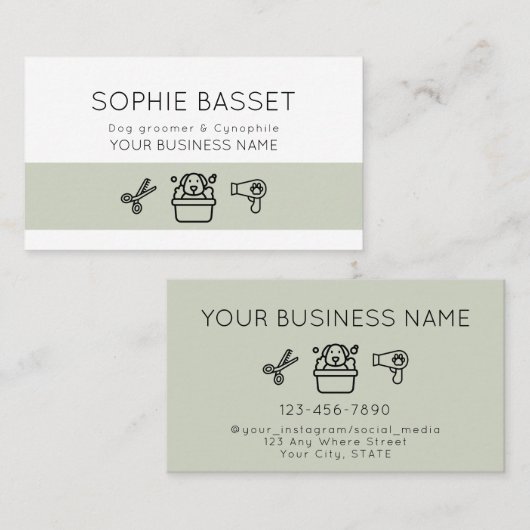 Simple modern dog grooming service  名刺 (正面/裏面)