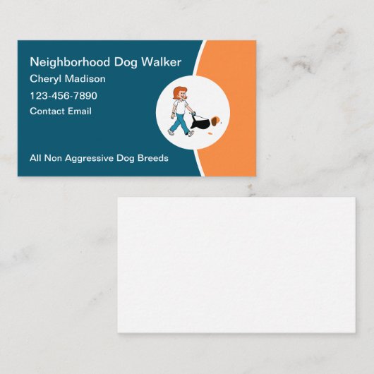 Simple Modern Dog Walking Business Cards 名刺 (正面/裏面)