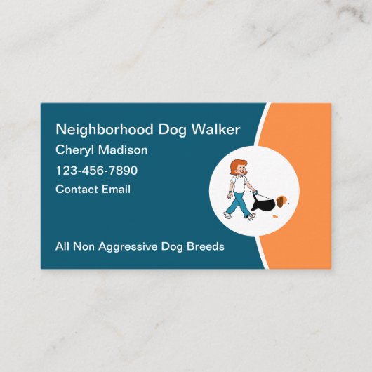 Simple Modern Dog Walking Business Cards 名刺 (正面)