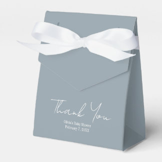 Simple Modern Dusty Blue Thank You フェイバーボックス