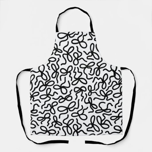 Simple Modern Elegant Black and White Bow Pattern エプロン (正面)