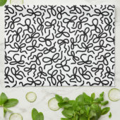 Simple Modern Elegant Black and White Bow Pattern キッチンタオル (折り畳み)