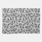 Simple Modern Elegant Black and White Bow Pattern キッチンタオル (横)