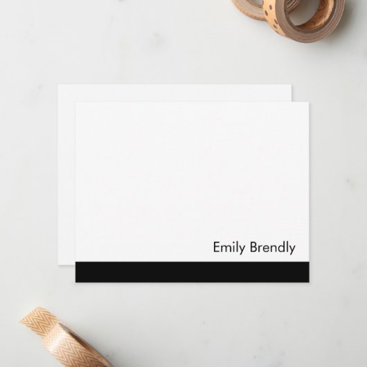 Simple Modern Elegant Black White Flat Note Card ノートカード (正面/裏面インサイチュ)