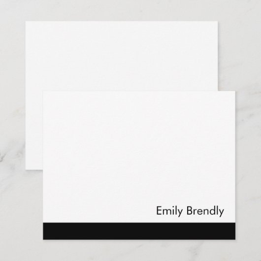 Simple Modern Elegant Black White Flat Note Card ノートカード (正面/裏面)