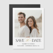 Simple Modern Elegant Calligraphy Gold Wedding マグネット招待状 (正面/裏面)