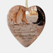 Simple Modern Elegant Married 2 Photo Christmas  セラミックオーナメント (右)