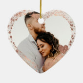 Simple Modern Elegant Married 2 Photo Christmas  セラミックオーナメント (裏面)