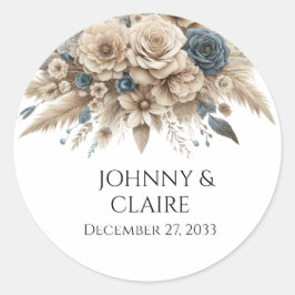 Simple Modern Elegant Pampas Grass Minimalist  ラウンドシール