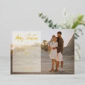 Simple Modern Elegant Photo Christmas Photo Family 箔招待状 (立ち正面)