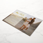 Simple Modern Elegant Photo Christmas Photo Family 箔招待状 (回転した状態)