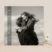 Simple Modern Elegant Photo Vertical Date Wedding セーブザデート