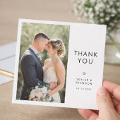 Simple Modern Elegant Rustic Wedding Photo Square  サンキューカード