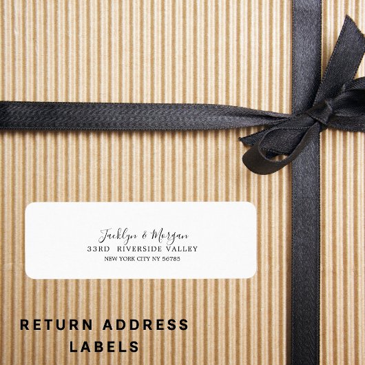 Simple modern elegant script return address label ラベル