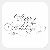 Simple Modern Elegant Typography Christmas Holiday スクエアシール (正面)