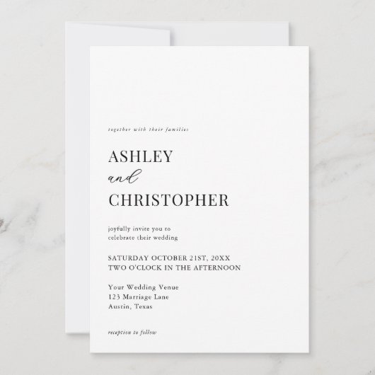 Simple Modern Elegant Wedding 招待状 (正面)