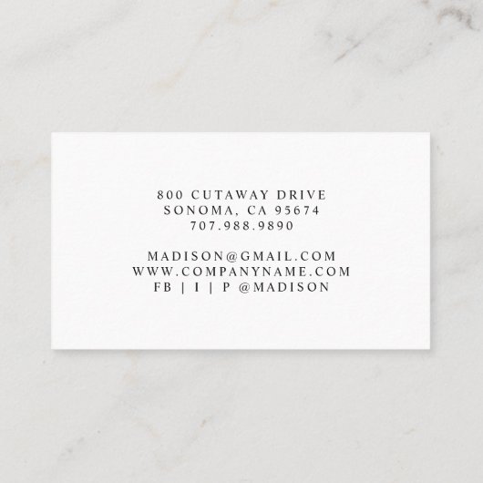 Simple Modern Esthetician Script Monogram 名刺 (裏面)