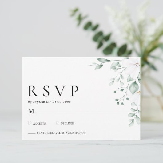 Simple Modern Eucalyptus Greenery Wedding RSVP (スタンド正面)