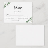 Simple Modern Eucalyptus Greenery Wedding RSVP Car ノートカード (正面/裏面)