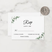 Simple Modern Eucalyptus Greenery Wedding RSVP Car ノートカード (正面/裏面インサイチュ)