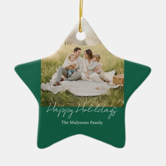 Simple Modern Family Photo Christmas & New Year セラミックオーナメント (正面)