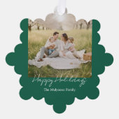 Simple Modern Family Photo Christmas & New Year Ca オーナメントカード (正面)