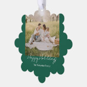 Simple Modern Family Photo Christmas & New Year Ca オーナメントカード (左)