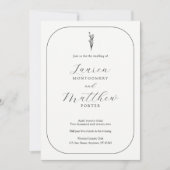 Simple Modern Floral Black and White Wedding 招待状 (正面)