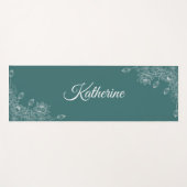 Simple Modern Floral Script Name Jade Green Lotus ヨガマット (正面(横))