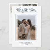 Simple Modern Framed Photo Wedding  サンキューカード (正面/裏面)