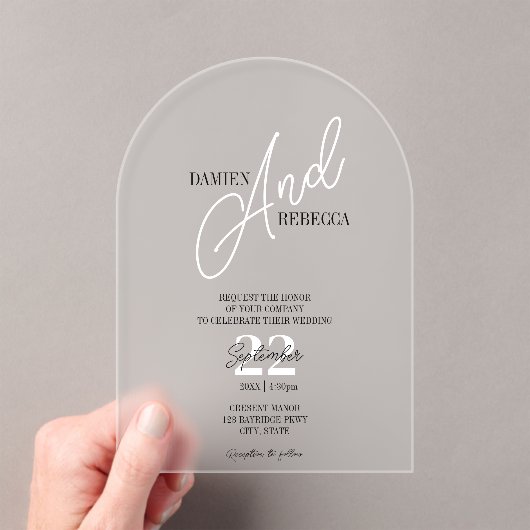 Simple Modern Frost Acrylic Wedding Invitation アクリル招待状 (インサイチュ (ポータブル))