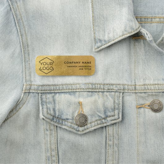 Simple Modern Gold Logo Employee Plastic 名札 (インサイチュ)