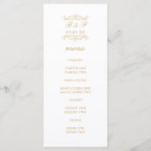 Simple Modern Gold Monogram Wedding Menu Card (正面)