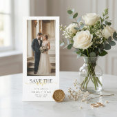 Simple Modern Gold Script Bookmark Photo Wedding セーブザデート
