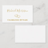 Simple Modern Golden 50th Anniversary Party Name プレイスカード (正面/裏面)