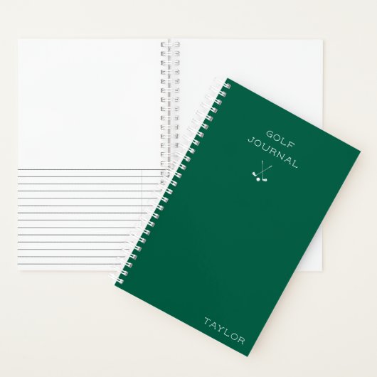 Simple Modern Golf Journal Personalized Name Green ノートブック (内側)