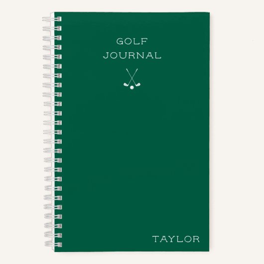 Simple Modern Golf Journal Personalized Name Green ノートブック (正面)