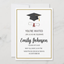 Simple Modern Graduation Cap & Diploma Party 